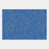 Blauw Grijs Zilver Modern Floral Wrapping Paper (Voorkant 3)