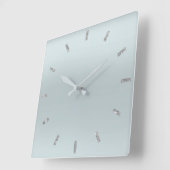 Blauw grijs zilver pasta ombre minimal glitter vierkante klok (Hoek)