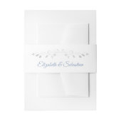 Blauw Grijs Zilveren Bloemrijke Elegante Trouw Uitnodigingen Wikkel (Voorkant Voorbeeld)