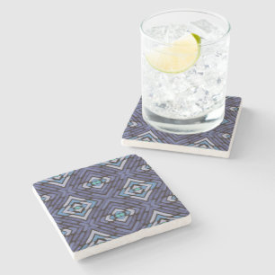Blauw Grijs Zuidwestelijk Diamantpatroon Stenen Onderzetter