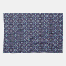 Blauw Grijs Zuidwestelijk Diamantpatroon Theedoek