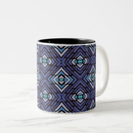 Blauw Grijs Zuidwestelijk Diamantpatroon Tweekleurige Koffiemok