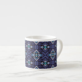 Blauw Grijs Zuidwesters Diamantpatroon Espresso Kop