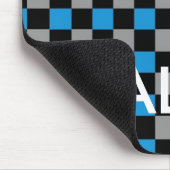 Blauw grijs zwart geruit checker schaatsmuis pad muismat (Hoek)