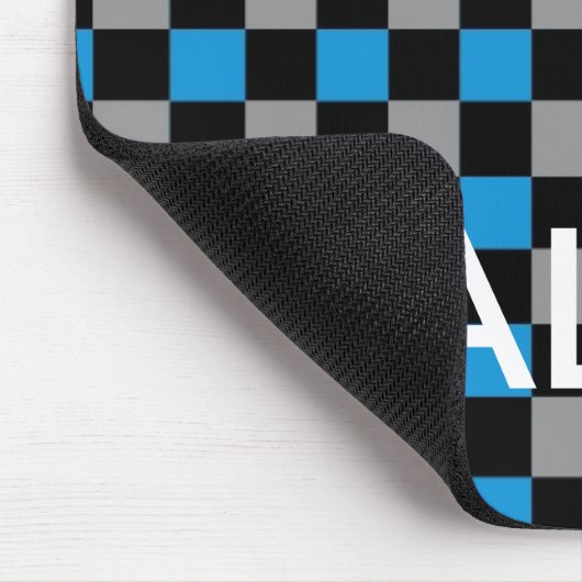 Blauw grijs zwart geruit checker schaatsmuis pad muismat (Hoek)