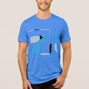 Blauw Grijs Zwart Hedendaagse Geometrische MCM Loo Tri-Blend Shirt
