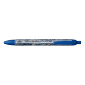Blauw Grijs Zwart Marmer & Beige Aderen Blauwe Inkt Pen (Achterkant)