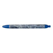 Blauw Grijs Zwart Marmer & Beige Aderen Blauwe Inkt Pen (Voorkant)