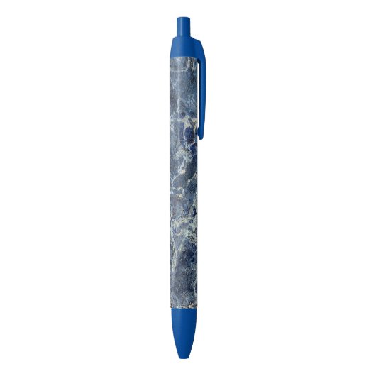 Blauw Grijs Zwart Marmer & Beige Aderen Blauwe Inkt Pen (Achterkant (Verticaal))