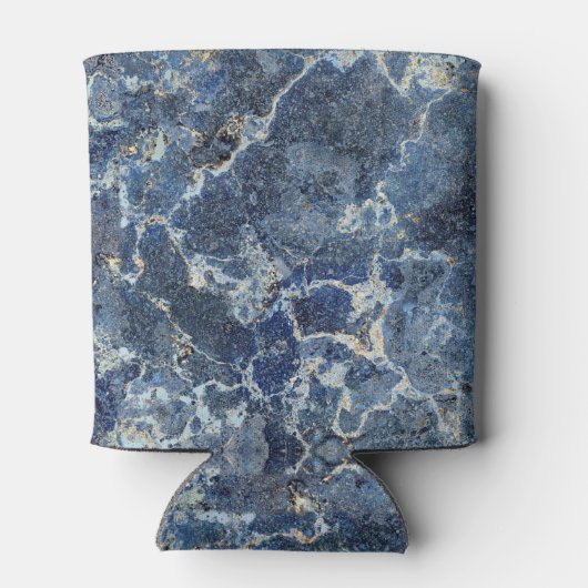 Blauw Grijs Zwart Marmer & Beige Aderen Blikjeskoeler (Achterkant)