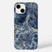 Blauw Grijs Zwart Marmer & Beige Aderen Case-Mate iPhone Case (Achterkant)