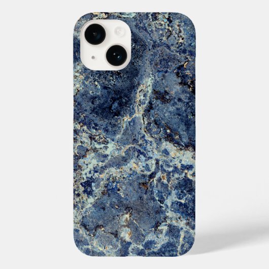 Blauw Grijs Zwart Marmer & Beige Aderen Case-Mate iPhone Case (Achterkant)