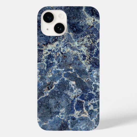Blauw Grijs Zwart Marmer & Beige Aderen Case-Mate iPhone Case (Achterkant)