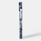 Blauw Grijs Zwart Marmer & Beige Aderen Case-Mate iPhone Case (Achterkant / Links)