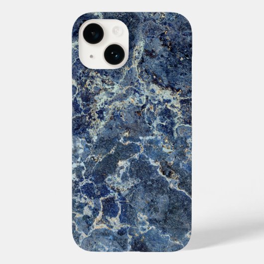 Blauw Grijs Zwart Marmer & Beige Aderen Case-Mate iPhone Case (Achterkant)