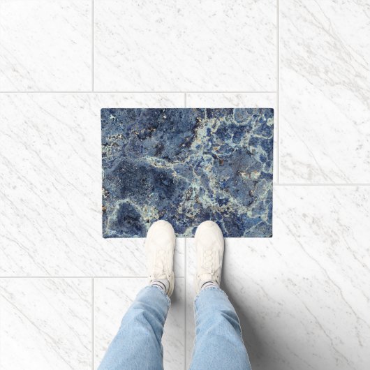 Blauw Grijs Zwart Marmer & Beige Aderen Deurmat (Binnen)