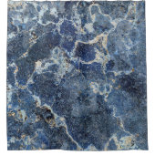 Blauw Grijs Zwart Marmer & Beige Aderen Douchegordijn (Voorkant)