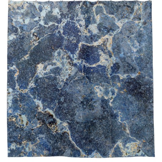 Blauw Grijs Zwart Marmer & Beige Aderen Douchegordijn (Voorkant)