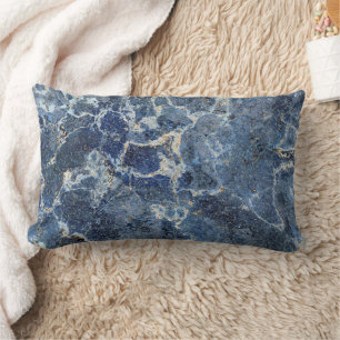 Blauw Grijs Zwart Marmer & Beige Aderen Kussen
