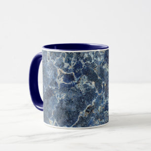 Blauw Grijs Zwart Marmer & Beige Aderen Mok