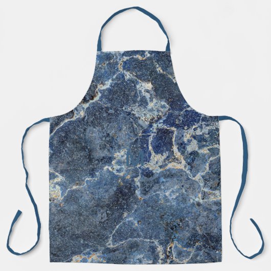 Blauw Grijs Zwart Marmer & Beige Aderen Schort (Voorkant)