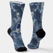 Blauw Grijs Zwart Marmer & Beige Aderen Sokken (Gebogen)