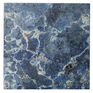 Blauw Grijs Zwart Marmer & Beige Aderen Tegeltje