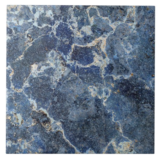 Blauw Grijs Zwart Marmer & Beige Aderen Tegeltje (Voorkant)