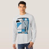 Blauw Grijs Zwart Mozaïek Geometrische Abstracte M T-shirt (Voorkant volledig)