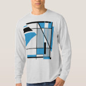 Blauw Grijs Zwart Mozaïek Geometrische Abstracte M T-shirt (Voorkant)