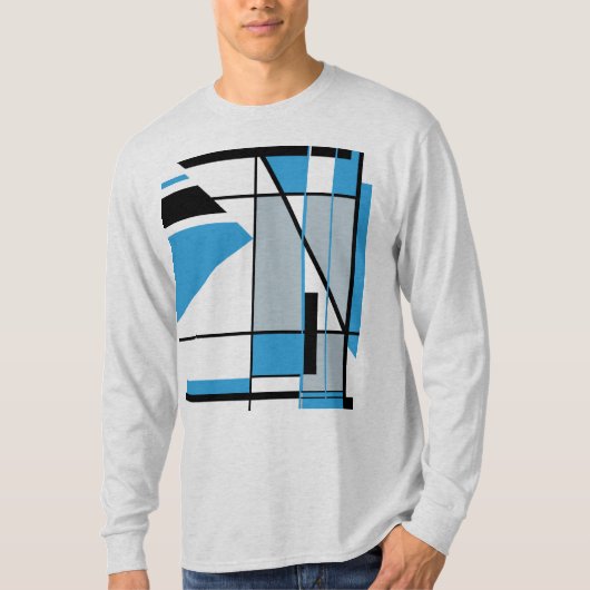 Blauw Grijs Zwart Mozaïek Geometrische Abstracte M T-shirt (Voorkant)