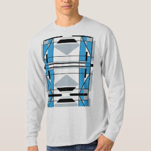 Blauw Grijs Zwart Southwest-geïnspireerde Mozaïek T-shirt