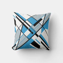 Blauw Grijs Zwart Wit Diagonaal Angular Art Design Kussen