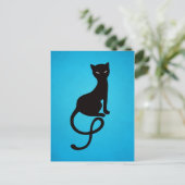 Blauw grijs zwarte kat briefkaart (Staand voorkant)