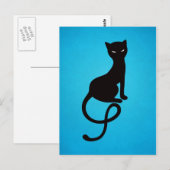 Blauw grijs zwarte kat briefkaart (Voorkant / Achterkant)