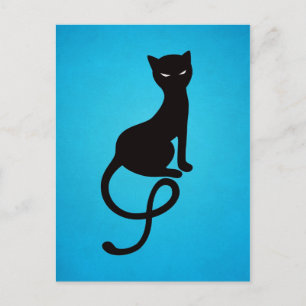 Blauw grijs zwarte kat briefkaart