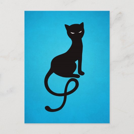 Blauw grijs zwarte kat briefkaart (Voorkant)