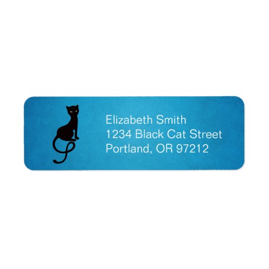 Blauw grijs zwarte kat etiket (Voorkant)