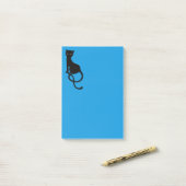 Blauw grijs zwarte kat post-it® notes (Op bureau)