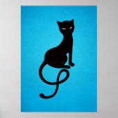 Blauw grijs zwarte kat poster (Voorkant)