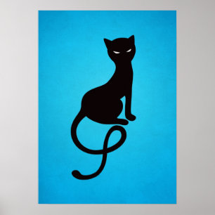 Blauw grijs zwarte kat poster