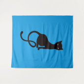 Blauw grijs zwarte kat wandkleed (Voorkant (horizontaal))