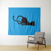 Blauw grijs zwarte kat wandkleed (In Situ (horizontaal))