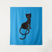 Blauw grijs zwarte kat wandkleed (Voorkant)