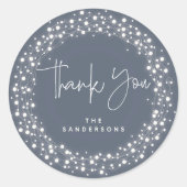 Blauw-grijsDank u voor de prettige kerstdagen Ronde Sticker (Voorkant)