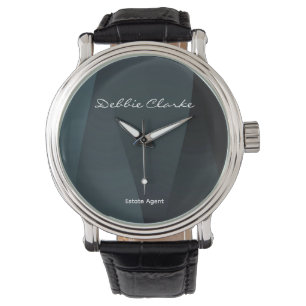 Blauw grijswaardenpatroon horloge
