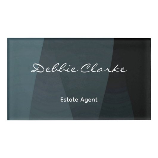 Blauw grijswaardenpatroon naambadge (Voorkant)