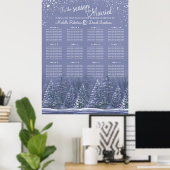 Blauw grijze bomen 12 tafel bruiloft zithoek grafi poster (Thuiskantoor)