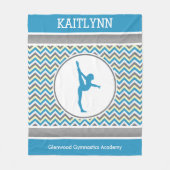 Blauw / grijze Chevron Stripes Gymnastiek met mono Fleece Deken (Voorkant)