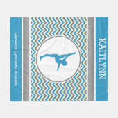Blauw / grijze Chevron Stripes Gymnastiek met mono Fleece Deken (Voorkant (Horizontaal))